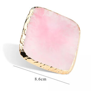 Szempillás előkészítő tálca - Rózsaszín kerámiakő, Arany szegéllyel